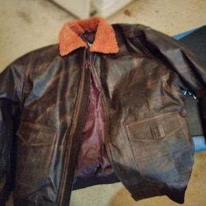 leather navy flight jacket